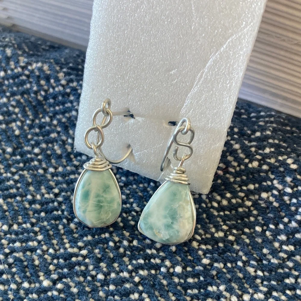 Earrings Larimar from the Dominican Republic! I bought while traveling - Picture 4 of 5